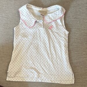 The Beaufort Bonnet Company White and Pink Polka Dot Sleeveless Polo